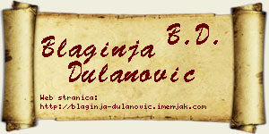 Blaginja Dulanović vizit kartica